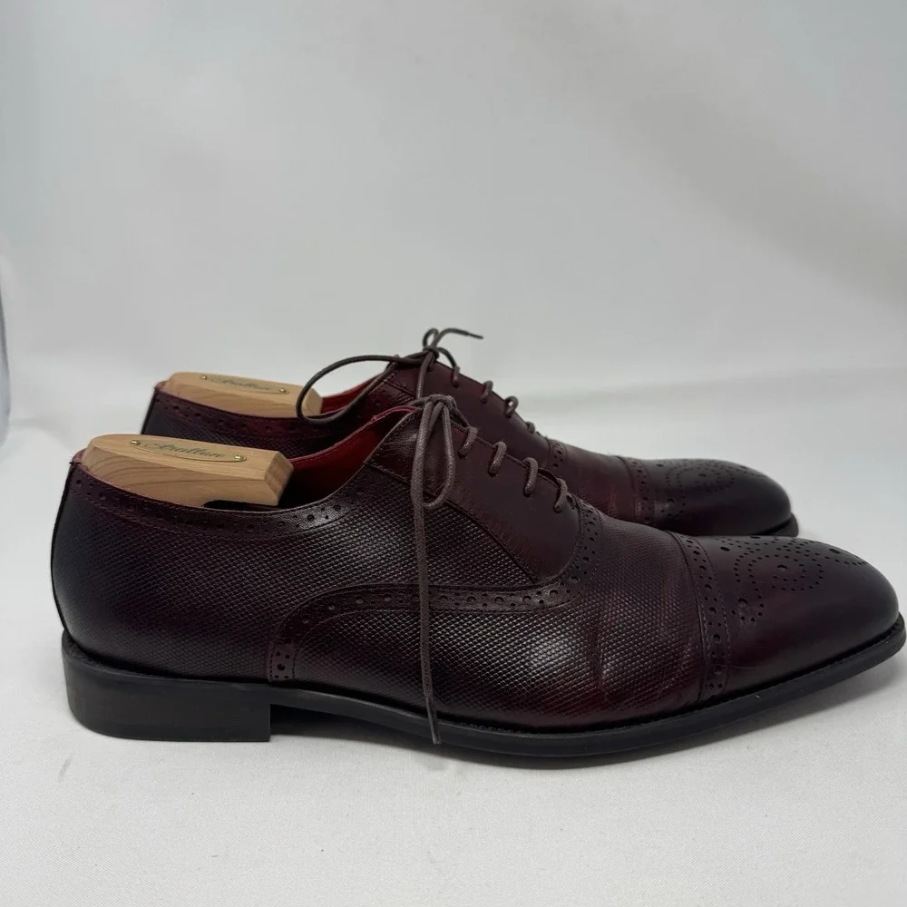 Moretti Black Label‎ Oxford Dress Shoes Men 12 Burgundy Cap Toe Leather